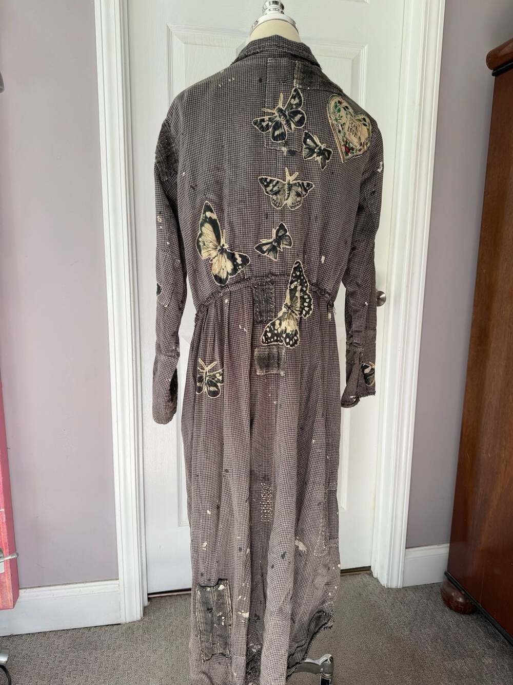 Magnolia Pearl Cotton Yarn Dyed Check Butterfly Tuxedo Jacket OS